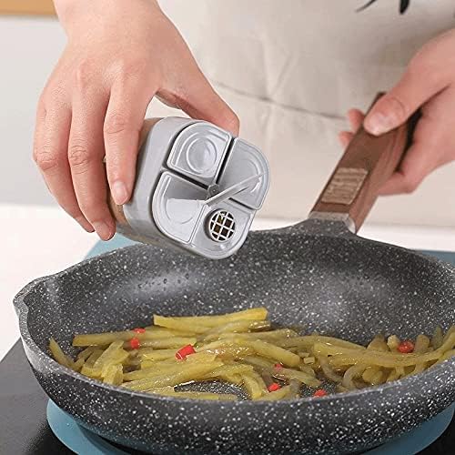 tlp Seasoning Jars Four in One Seasoning Glass Can Transparent Seasoning Can Kitchen Spice Pepper Shaker Spice Jar Rotating Cover Salt Sugar Bottle (Color : Gray) (Gray)