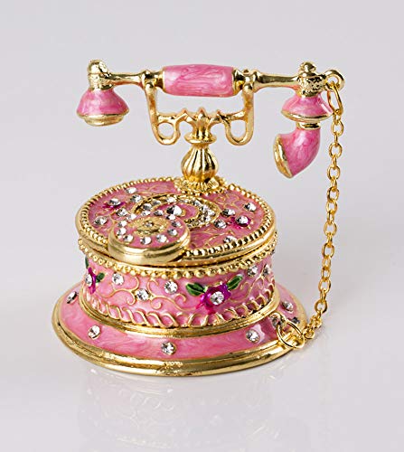 Sevenbees Hand Painted Enameled Decorative Telephone Hinged Jewelry Trinket Box Gifts #TOP3