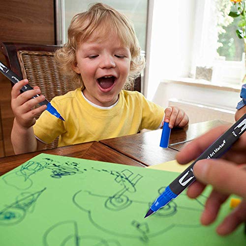 Dual Brush Pen Set 48 Farben Pinselstifte mit Zwei Spitzen Filzstifte Marker für Bullet Journal, Malbücher, Handlettering, Manga, Kalligraphie, Mandala, Skizzieren für Kinder und Erwachsene – Bild 8