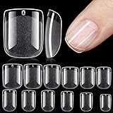 TOMICCA Extra Short Nail Tips, Half Matte Pre Buff Acrylic Nails, Extra Short Square Shape Gel Nail Tips, 192Pcs 12 Size Easy Use Press on Nails for DIY Nail Extension