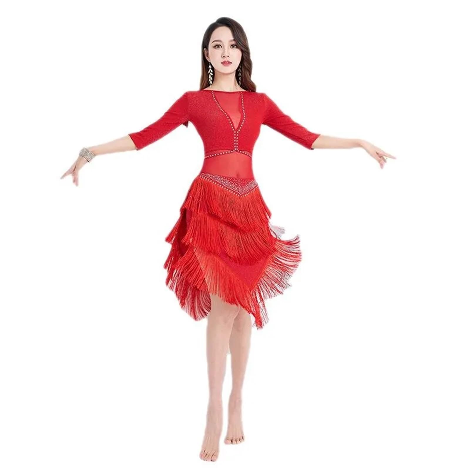 Latin Tanzkleid Latein-Tanzkleid, sexy Latein-Outfit, Damen, Quaste, Kleidung Für Tanz