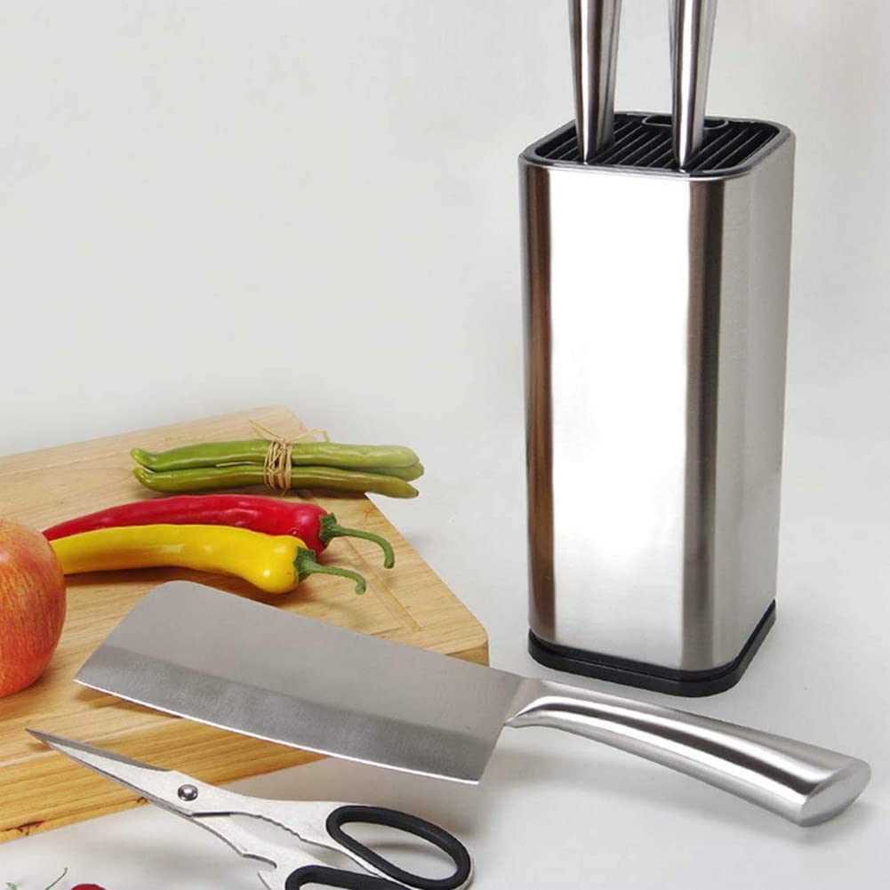 Soporte Cuchillos Cocina, Bloque Cuchillos Sin Cuchillos, Bloque Cuchillos Universal, con Ranura para Tijera y Orificio de Drenaje, para Guardar Varios Cuchillos y Tijeras