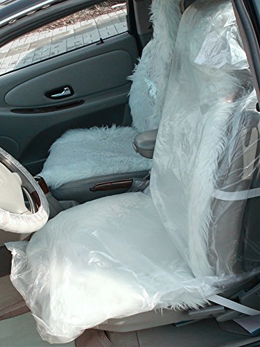 Moyishi 100PCS Car Disposable Plastic Seat Covers Vehicle Protector Mechanic Valet Pet Seat Covers - Thumbnail 2