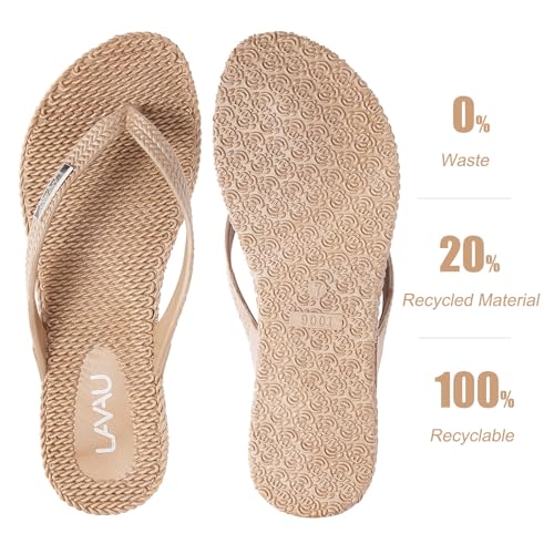 LAVAU Beach Flip Flops for Women, Water Sandals for Shower and Pool, Waterproof, Non-slip and 100% Recyclable2