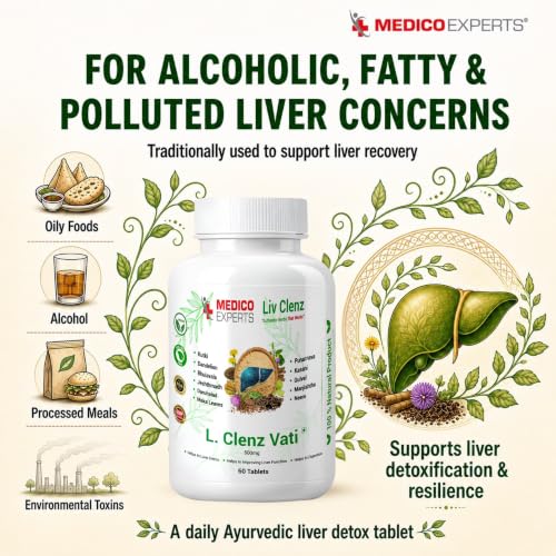 Image of L. Clenz Vati Ayurvedic Liver Detox Supplement | 11 Herbs (Dandelion, Kutki, Punarnava & more) | Fatty Liver Detox Tablets | For Daily Support After Heavy Meals & Alcohol | 180 Tablets