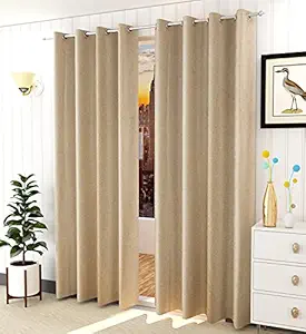 FRESH FROM LOOM Jute Curtains for Door 7 Feet Long | Medium Window Curtain | Yarn Weaved Parda | Modern Parde for Living Room Bedroom | Screens with Eyelet Ring | Hypoallergenic (Beige, 2pc), Eyelet