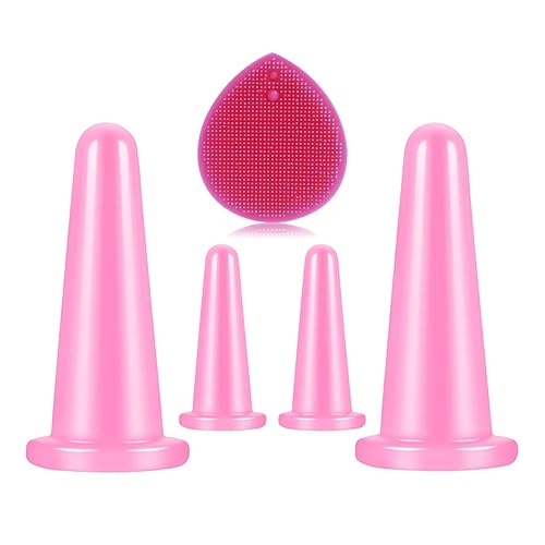 Juego de terapia facial de silicona para cara y cuello kit de taza de masaje al vacío para la piel brillante reduce las arrugas y líneas finas con