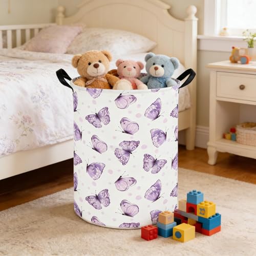 Image of Butterfly Baby Laundry Basket,Nursery Hamper,Kids Dirty Clothes Hamper,Toys Storage Bin Organizer,Girl Room Decor(Cute Butterfly)