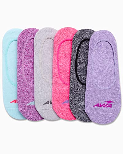 Avia Women's Cushioned No Show Liner Socks (6 Pack), Size Shoe Size: 4-9, Bright Multi #TOP1