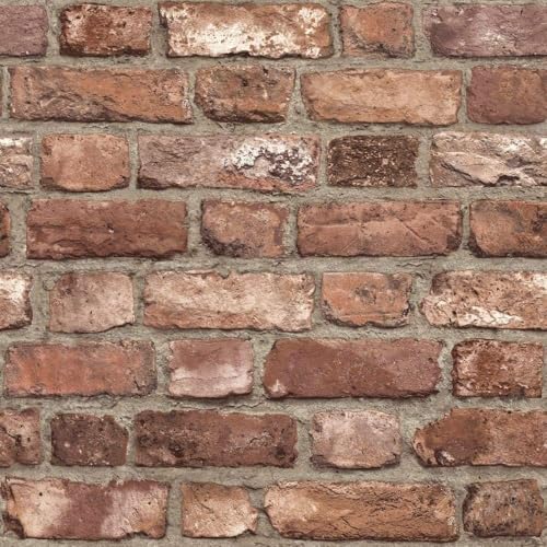 Papier peint panoramique briques rouges pour masquer les défauts du mur - 2