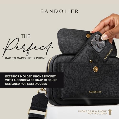 Image of Bandolier Miller Bag | Crossbody Bag for Women & Men | 100% Genuine Pebble Leather, Gold Hardware, Adjustable & Removable Strap, Zipper Top Opening & Exterior Phone Pocket | Perfect for Travel