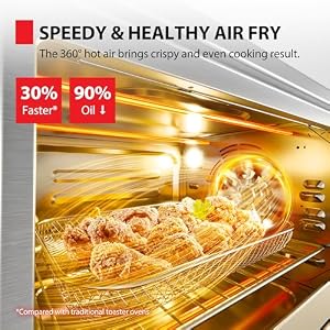 TOSHIBA ChefFry Air Fryer Toaster Oven Combo, 26.4 QT Large Capacity, 12-in-1 Countertop Toaster Oven, Stainless Steel TOSHIBA ChefFry Air Fryer Toaster Oven Combo 264 QT Large Capacity 12 in 1 Countertop Toaster Oven Stainless Steel