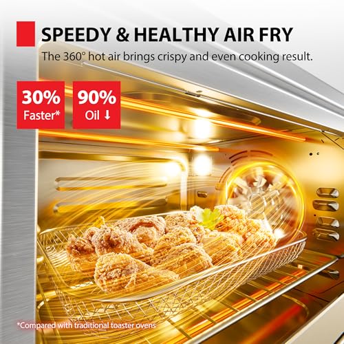 TOSHIBA ChefFry Air Fryer Toaster Oven Combo, 26.4 QT Large Capacity, 12-in-1 Countertop Toaster Oven, Stainless Steel - Image 6