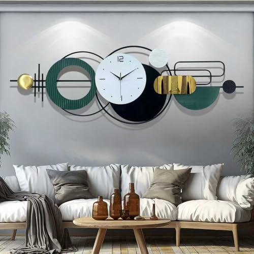 Reloj de pared grande metálico 59 pulg diseño geométrico 3D miniatura 3