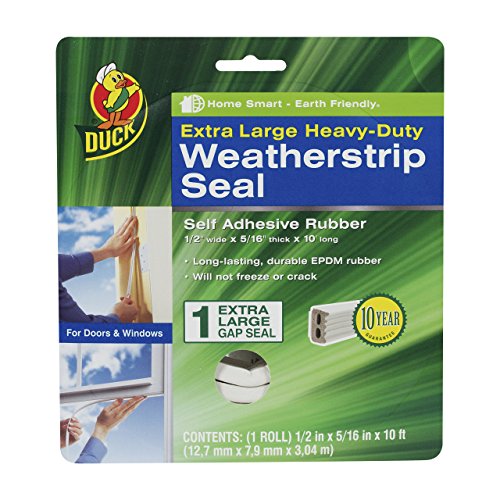 Duck Brand Heavy-Duty Self Adhesive Weatherstrip Seal for Extra Large Gap, 1/2-Inch x 5/16-Inch x 10-Feet, 1 Seal, 282436, Pack of 3