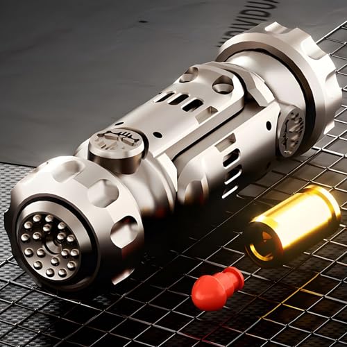 Image of Metal Tungsten Steel Fidget Toy Gun Fidget Slider Fidget Gun Stress Relief Relax EDC Gyro Finger Toy Fidget Ring Fingertip Textured Spinner (Brown)