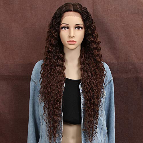 Style Icon Lace Front Perücken Wigs 71cm Curly Wellige Synthetische Perücken Für Frauen Tief mittel Teil Baby Haar Hitzebeständige Fasern Spitze Front Cover