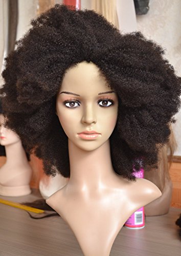 K'ryssma Natural Looking Afro Kinky Curly Wigs for Black Women Best Indian Remy Glueless Non Lace Human Hair Wig Full Machine Made