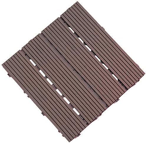 Samincom Deck Tiles Interlocking Wood-Plastic Composites Patio Pavers, Water Resistant Flooring Tiles Indoor Outdoor, 12"× 12", Pack of 22 (22 sq.ft) Coffee