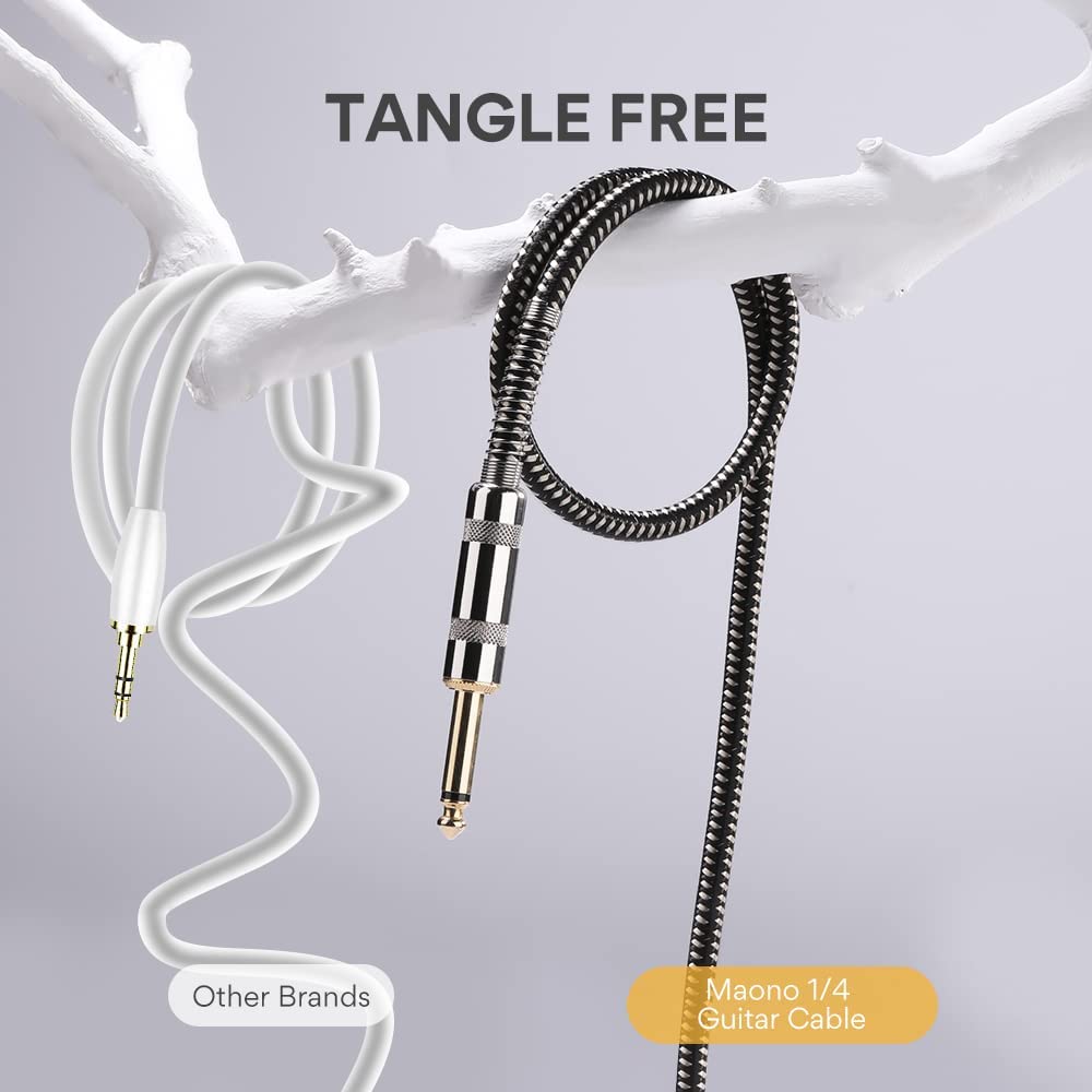 MAONO Professional Instrument Cable Electric Guitar AMP Cord, 6.35mm TS Cable for for Electric Guitar, Bass Guitar, Electric Mandolin, Pro Audio (3m, Black) 1