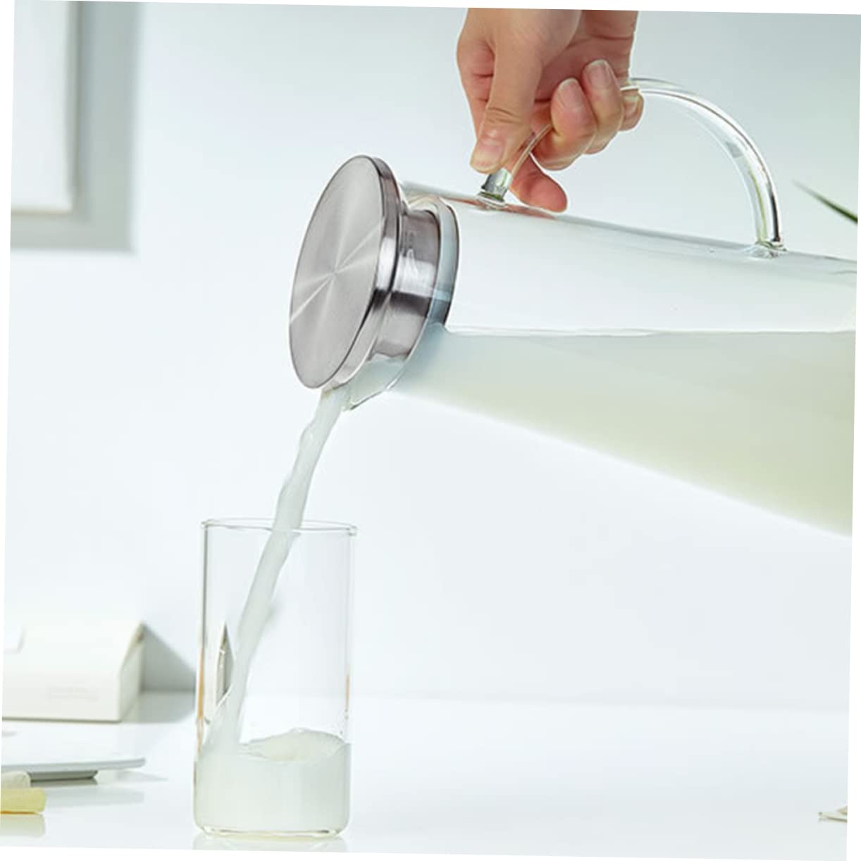 Cabilock 1 Pc Jarra De Agua Fría Jarra De Jugo De Vidrio Vasos Transparentes Jarra De Vidrio Jarra De Nevera Vaso De Agua Hervidor De Agua Bebida Alta Capacidad Taza De Agua