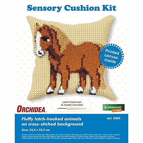 Kit sensoriel poney devant de coussin point de croix loisir