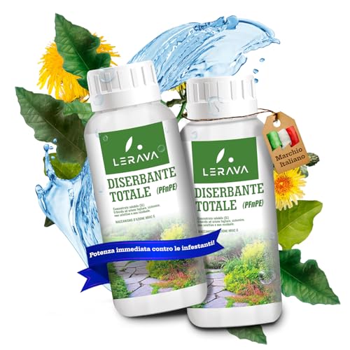 LERAVA® Diserbante Totale Potente - 2x 500ml - Glifosate diserbante erbacce non selettivo - Erbicida distrugge foglie e radici - Graminacee e Dicotiledoni - Erbicida diserbante totale - diserbo totale
