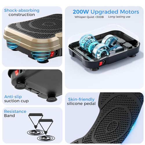 Image of Vibration Plate Exercise Machine,Vibration Plate for Lymphatic Drainage Power Vibration Plate Machine Support 450 Lbs 250 Adjustable Speeds,Vibrating Plate Shake Plate Weight Loss