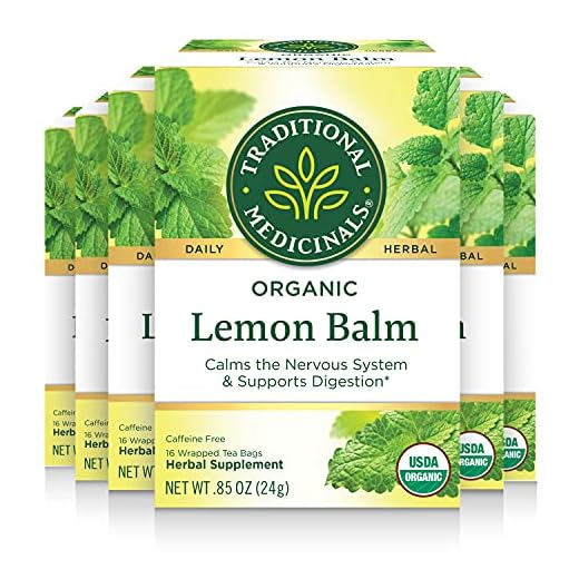 Traditional Medicinals Organic Lemon Balm Herbal Tea (Pack Of 6), Calms nerves & Supports Healthy Digestion, 96 Tea Bags Total, 6Count