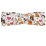 ABAKUHAUS Hundeliebhaber Halstuch Bandana Kopftuch, Cartoon Eckzähne Bullterrier Doberman Husky Spaniel Love Theme Lustige Charaktere, Elastisch und Angenehme alltags accessories, Mehrfarbig