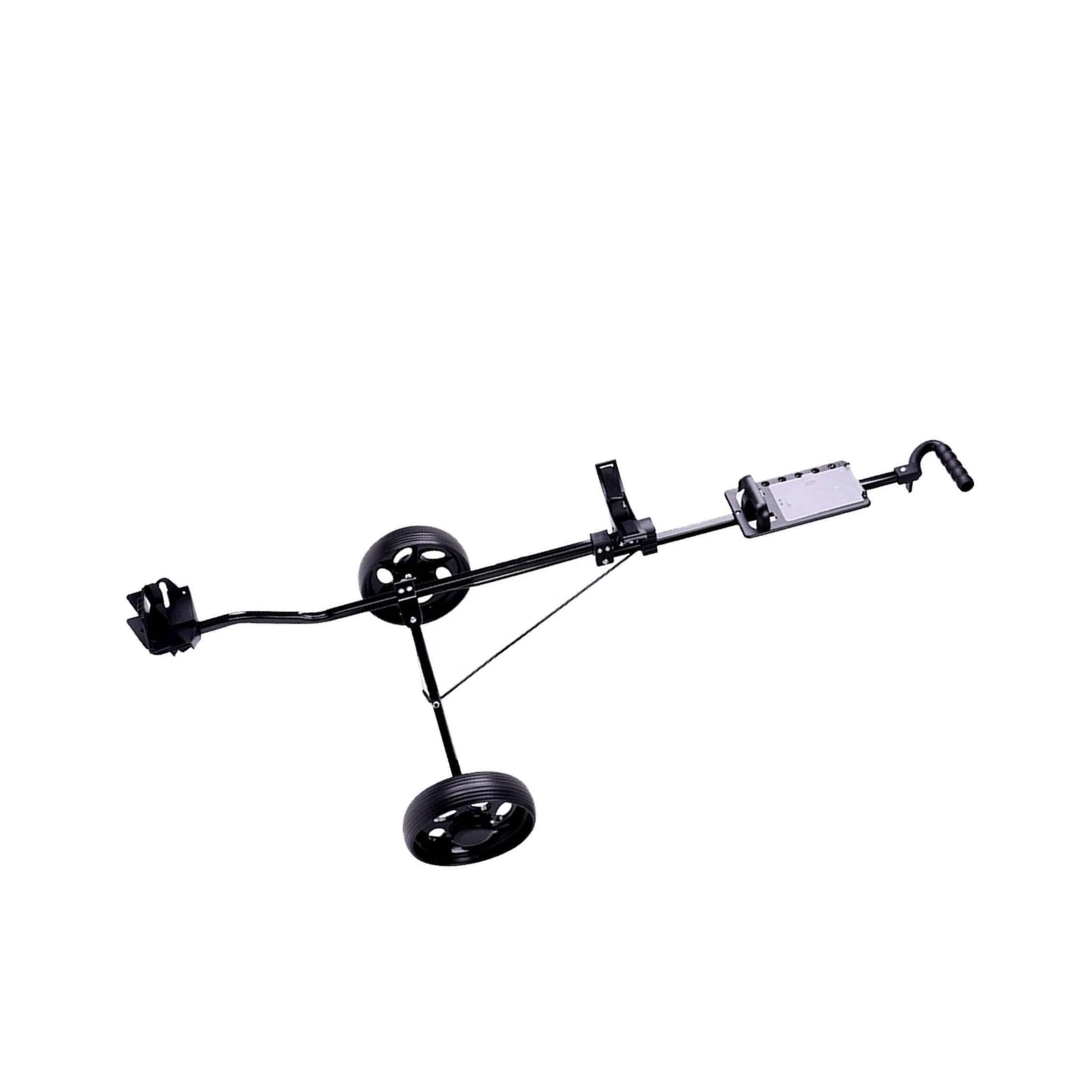 Golftrolley mit großem Fassungsvermögen, ideal für den Transport von Golftaschen auf dem Golfplatz. Der zweirädrige Schiebe und Ziehwagen ist aus