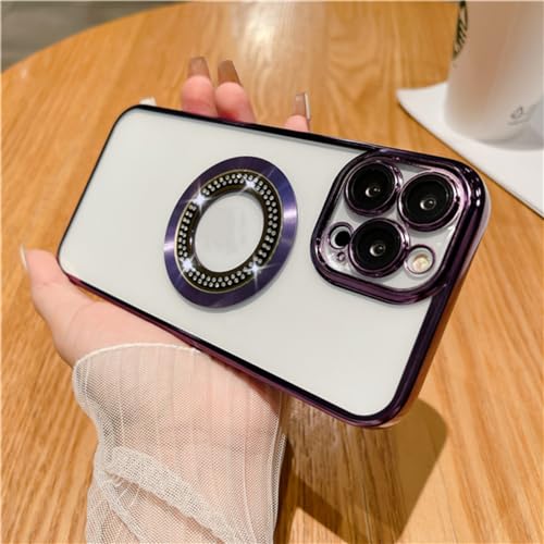 Housse de protection d'objectif diamant flash magnétique en placage violet haut de gamme