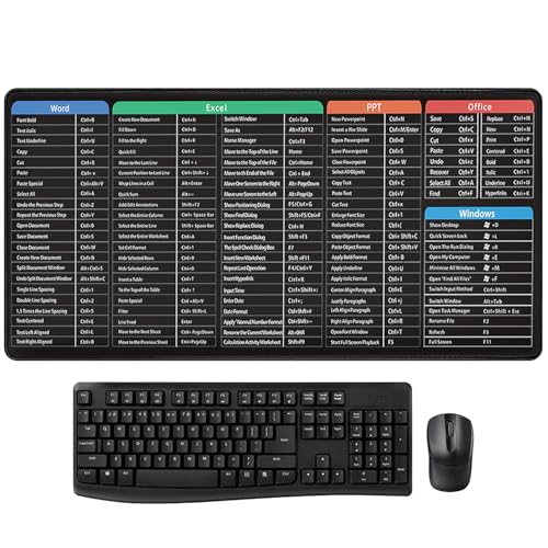 Finehenchi Excel Shortcut Mouse Mat, Excel Cheat Sheet Mouse Mat Computer Keyboard Pad with Shortcuts Pattern Essential Formulas for Office Home Laptop PC (300 * 800 * 2MM, Style C)