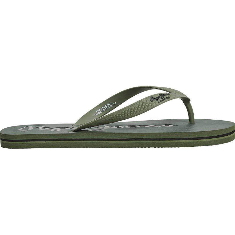 Pepe Jeans Men's Bay Beach Basic M Flip-Flop, Green (Khaki Green), 8