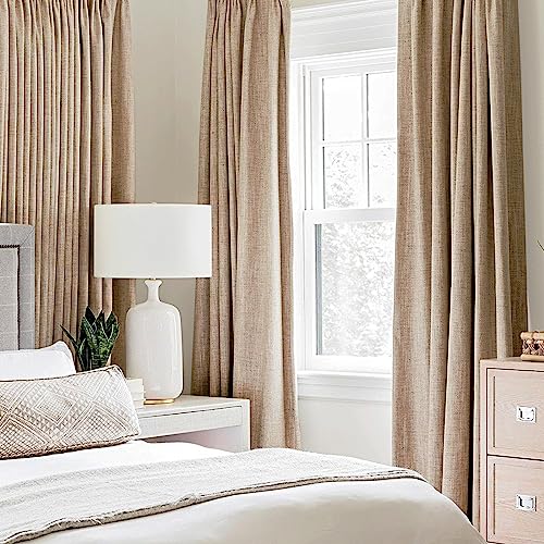 Image of MIULEE 100% Blackout Linen Textured Curtains for Bedroom Solid Thermal Insulated Copper Brown Grommet Room Darkening Curtains & Drapes Luxury Decor for Living Room 42 x 63 Inch (2 Panels)