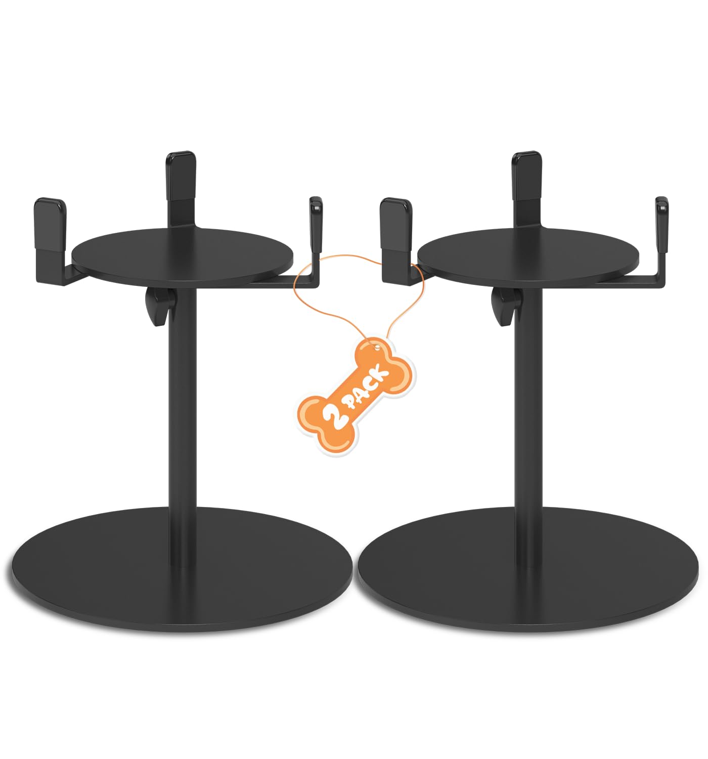Photo 1 of 2 Pack Extra-Stable Elevated Dog Bowl Stand, Adjustable Height 8-16in, Width 6-10in, Tall Single Lifted Food Holder for Large Medium Size Breeds, Metal Non-Slip Raised Dish Riser Pet Water Feeder