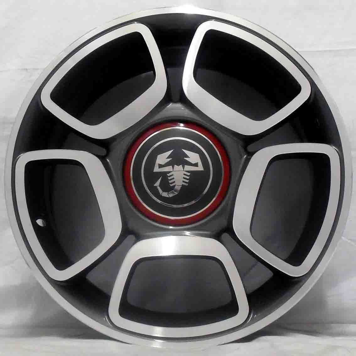 Set 4 Tappi Coprimozzo Copri Mozzo Scorpione Compatibile per ABARTH FIAT 500 595 695 Coppa Coppone Borchie Compatibili per Cerchi in Lega Originali Fiat