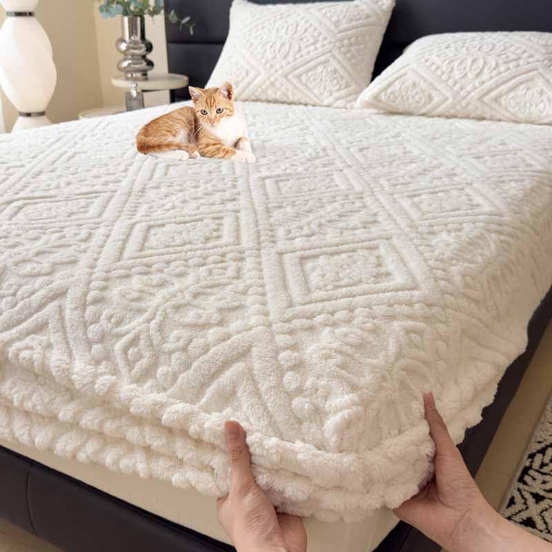 Pluszowy ochraniacz na materac, miękkie prześcieradło z gumką, na łóżko o wymiarach 420 x 220 cm, wodoodporny i odporny na kurz, idealny dla dzieci i dorosłych, przytulna pościel niezbędna
