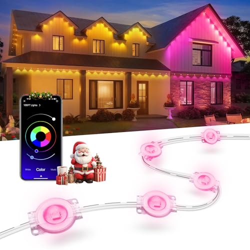 Nexillumi Permanent Outdoor Lights for House, 100ft Smart RGB LED