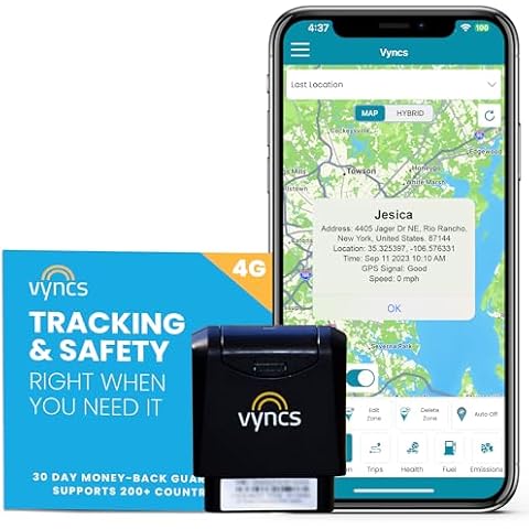 VyncsPro 4G No Monthly Fee 60 Seconds GPS, Live Map, Trip Replay, OBD GPS Tracker for Cars, Real Time GPS, 1 Year Data SIM, Teen Driving Alert Car Health Recall Fuel Report Activation Fee Reqd Cover