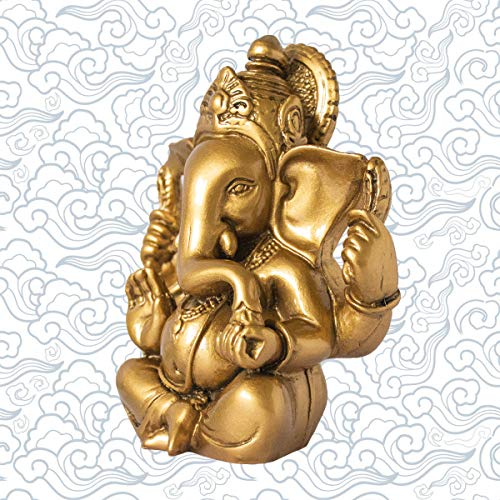 Estatua de Lord Ganesha India 4.5 pulgadas Dorado miniatura 3