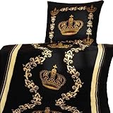 bild krone kostenlos TOP QUALITÄT Microfaser Bettwäsche 2-tlg 135x200 + 80x80cm Kissen Des. 9288 Krone gold