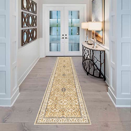 Youfortong Runners For Hallways Soft Kitchen Rug Non Slip Rug Runner With Rubber Backing For Bathroom Washable Non Shedding Farmhouse Runner Rug (Gold, 2X10) #TOP11