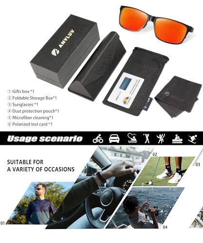 Image of ANYLUV Polarized Sunglasses for Men Rectangular Classic Al-Mg Metal Frame Sun Glasses Mens Sunglasses with UV Protection