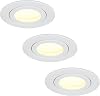 HCFEI 3er Set LED Einbaustrahler rund flach 5W dimmbar Neutralweiß 4000K 230V IP44 – geeignet für Bad Küche Sauna Außenbereich – Ø60-70mm Bohrloch(Weiß - Neutralweiß) [Energieklasse F]