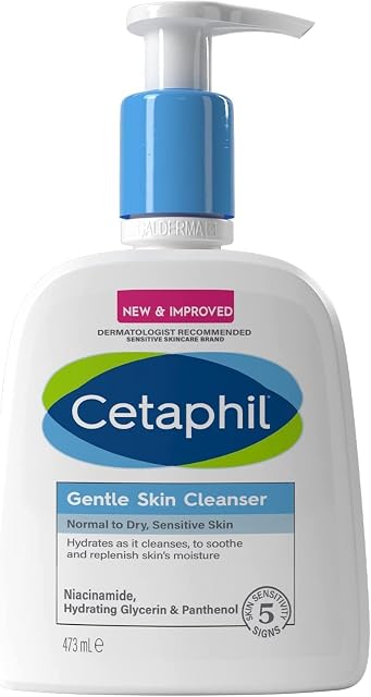 Cetaphil Gentle Skin Cleanser, Face & Body Wash, 473ml, For Normal To Dry Sensitive Skin, With Niacinamide & Glycerin, Soap Free