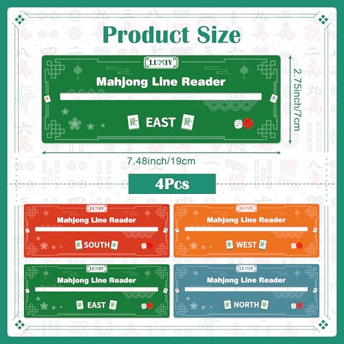 Luxiv 4 Pack Mahjong Line Finder, guía portátil para cartas miniatura 2