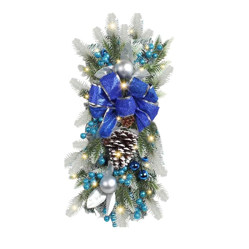 Guirlande de Noël pour porte d'entrée de 50 cm avec pommes de pin et boules