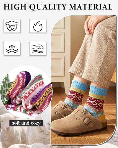 Image of Loritta Wool Socks for Women, Winter Warm Hiking Boot Socks Gifts