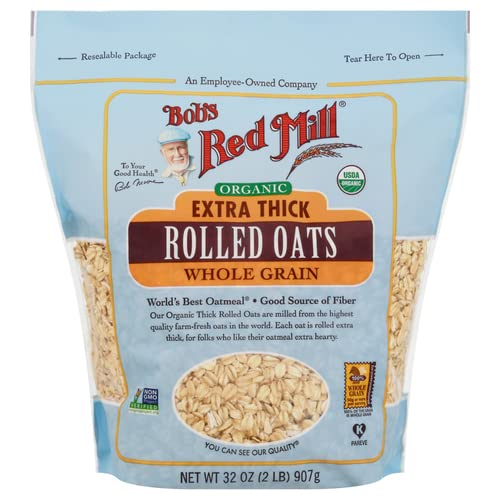 Bob's Red Mill Organic Extra Thick Rolled Oats, 32 oz, Pack of 1